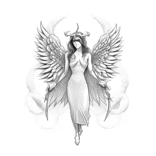 angel and devil  tattoo design idea