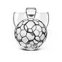 A soccer ball being poured into a glass of beer tattoo design idea