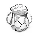 A soccer ball being poured into a glass of beer tattoo design idea