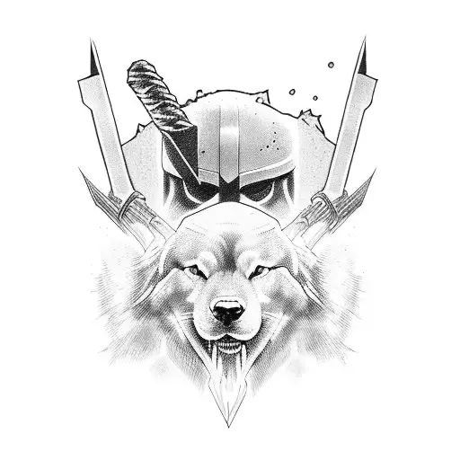 thor and john snow battle tattoo design idea