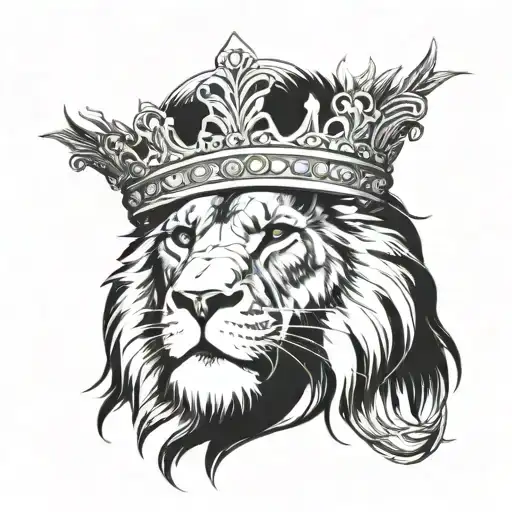 Can you make a tattoo with of a 3-quarter portrait lion that is blindfolded with a thorn crown on. tattoo design idea
