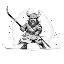 viking with an Axe a child and a Blood eagle tattoo design idea