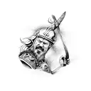 viking with an Axe a child and a Blood eagle tattoo design idea