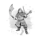 viking with an Axe a child and a Blood eagle tattoo design idea