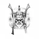 viking with an Axe a child and a Blood eagle tattoo design idea