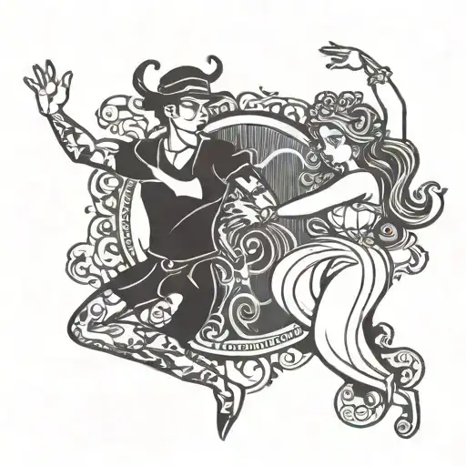 matching tattoo design incorporating dance black whites stick people  tattoo design idea