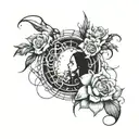 Create a tattoo featuring the album covers of Linkin Park and Evanescence intertwined tattoo design idea