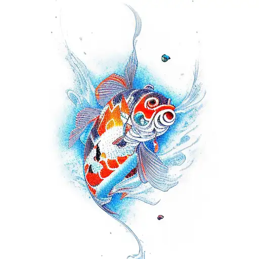 Realism Koi Fish Tattoo Idea - BlackInk AI