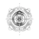 A dotwork tattoo of a constellation merging Pisces and Capricorn zodiac signs, with the stars forming a globe shape. tattoo design idea