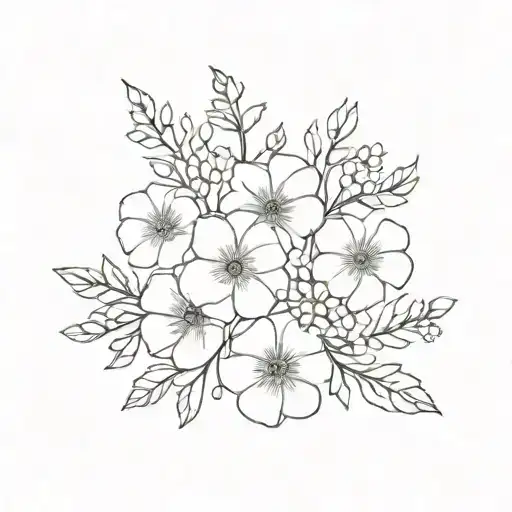 Custom Birth Flower Bouquet tattoo design idea
