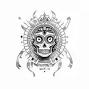 aztec  lady with skull tattoo design idea