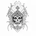 aztec  lady with skull tattoo design idea