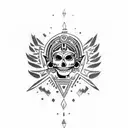 aztec  lady with skull tattoo design idea