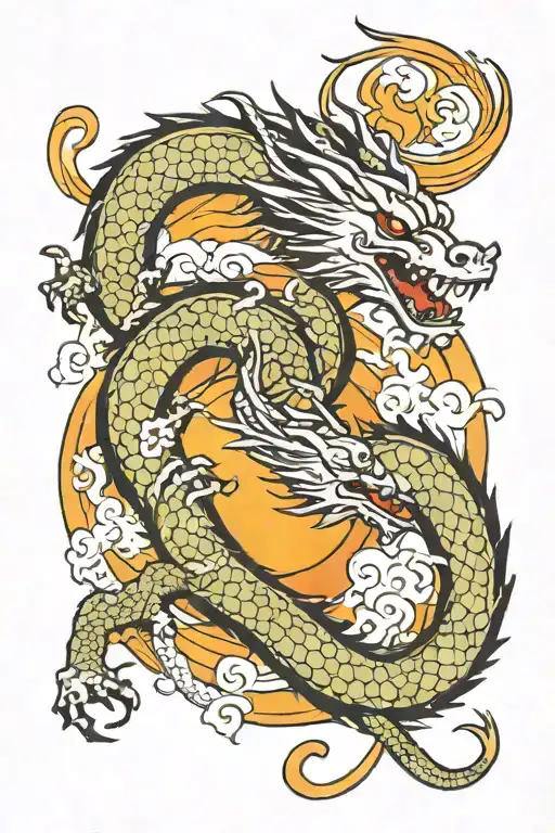 haku spirited away dragon with sun shining shorter dragon tattoo design idea