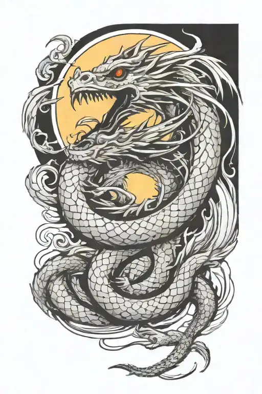 haku spirited away dragon with sun shining shorter dragon tattoo design idea