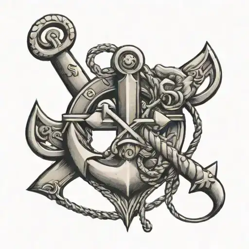 anchor with "143" on left and "224" on the right  tattoo design idea