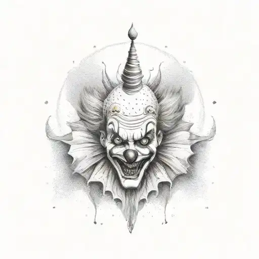 scary clown  tattoo design idea