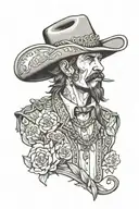 Hippie cowboy tattoo design idea