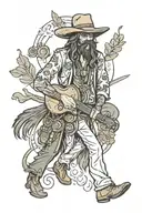 Hippie cowboy tattoo design idea