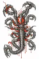 scorpion at the bottom, the word wrath in an angry font, flaming skulls tattoo design idea
