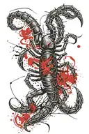 scorpion at the bottom, the word wrath in an angry font, flaming skulls tattoo design idea