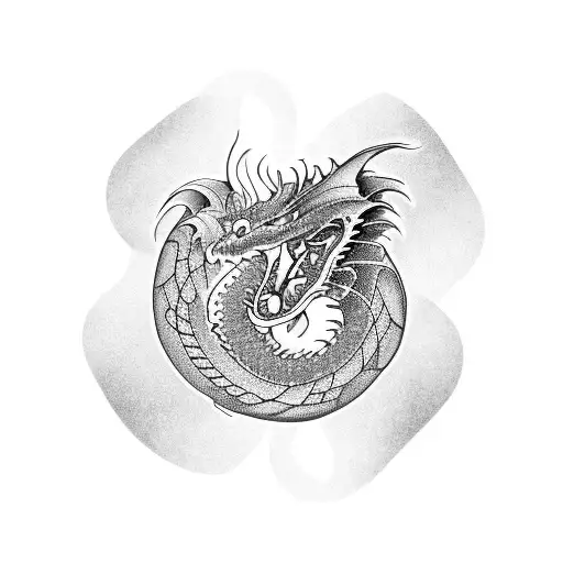dragon with ring tattoo design idea