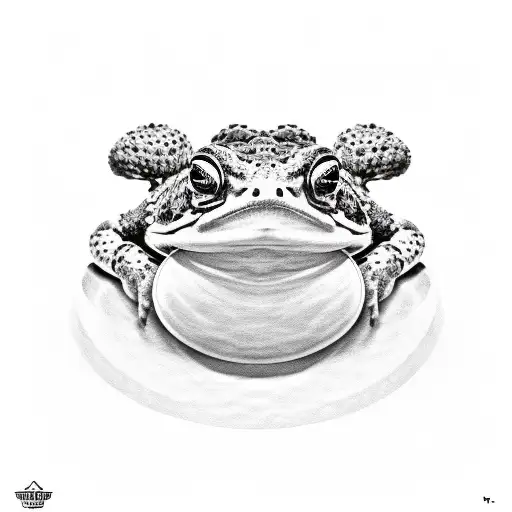 toad with ring and norse helmet tattoo design idea