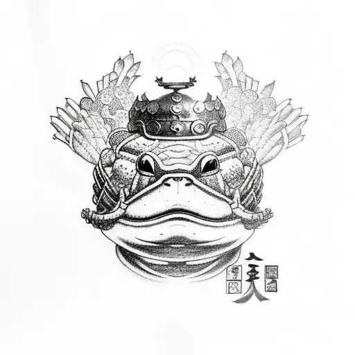 toad with ring and norse helmet tattoo design idea