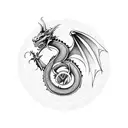 dragon with ring tattoo design idea