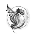 dragon with ring tattoo design idea