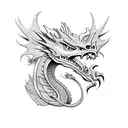dragon with ring tattoo design idea