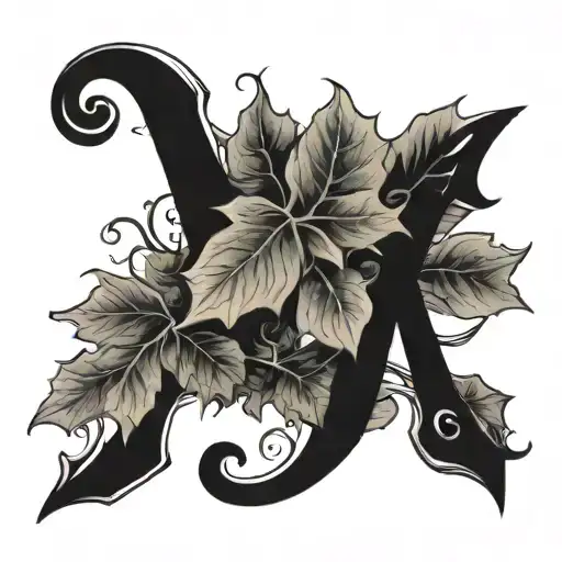 Ivy name with ivy leaves tattoo design idea