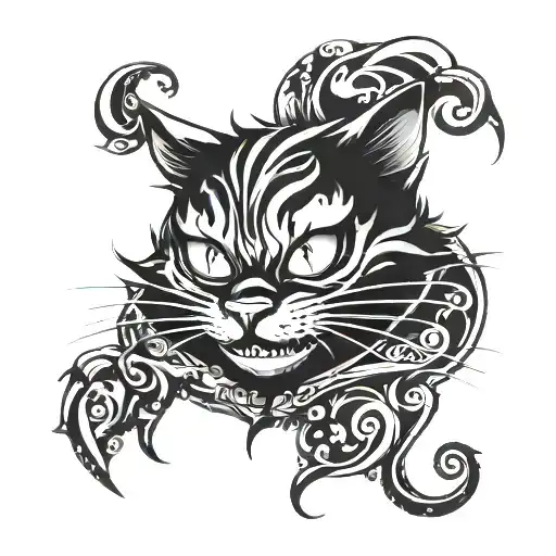 cheshire cat silhouette tattoo design idea