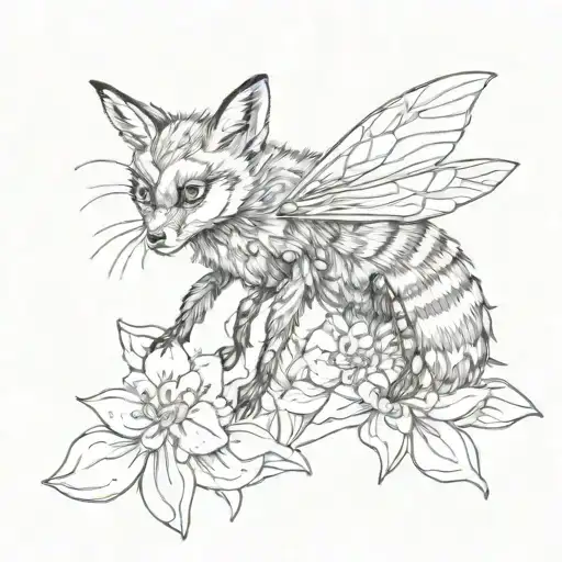 fox bumble bee  tattoo design idea