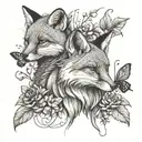 fox and bumble bee  tattoo design idea