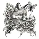 fox and bumble bee  tattoo design idea