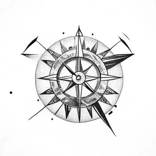 arrow compass beach tattoo design idea