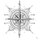 arrow with compass tattoo design idea