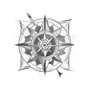 arrow with compass tattoo design idea