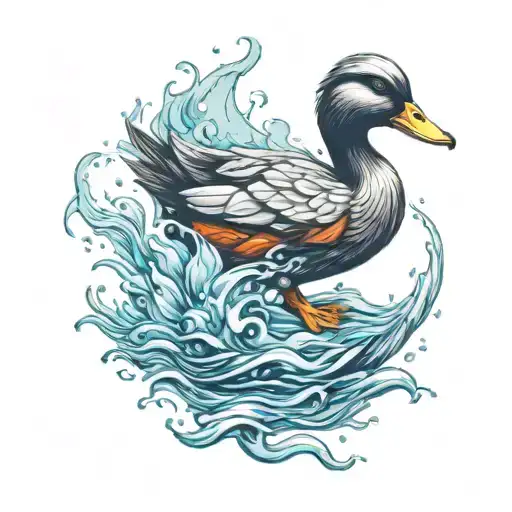 duck made of fire rising tattoo design idea