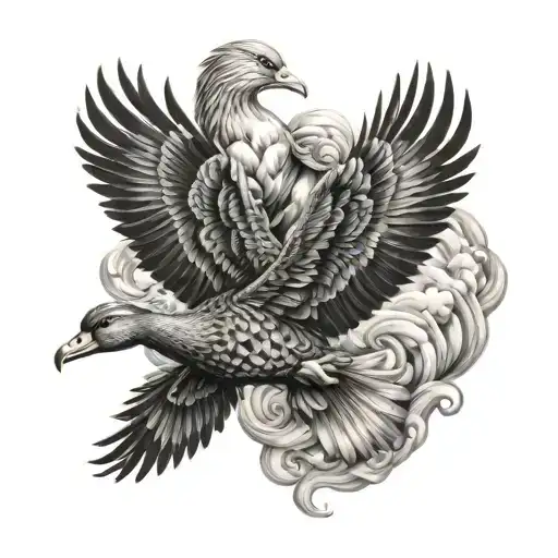 flying phoenix and duck combination tattoo tattoo design idea