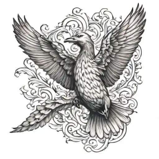phoenix duck flying tattoo design idea