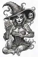 juggalo witch casting spells tattoo design idea