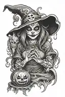 juggalo witch casting spells tattoo design idea