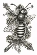 bee,  key, sword, and honeycombs  tattoo design idea