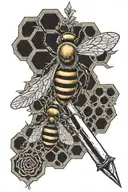 bee key sword and honeycombs  tattoo design idea