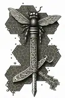 bee key sword and honeycombs  tattoo design idea