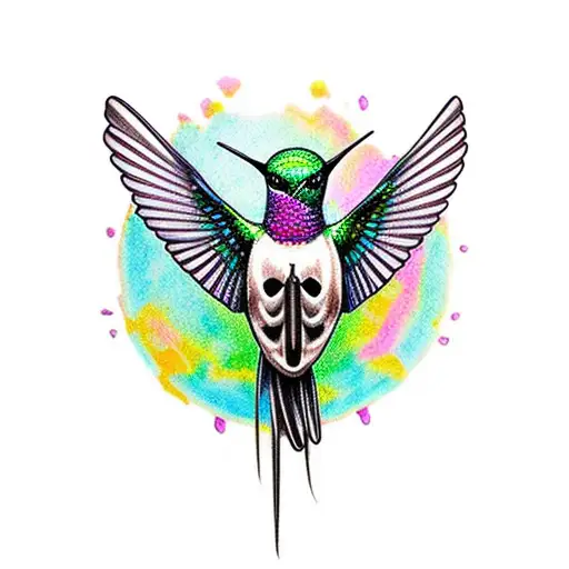 hummingbird bird skull tattoo design idea