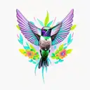 hummingbird bird skull tattoo design idea