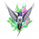 hummingbird bird skull tattoo design idea
